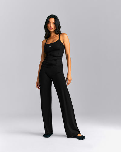 Mellow™ Rib Racer Back Vest with Built in Bra Shelf | Black