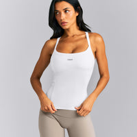Mellow™ Rib Racer Back Vest with Built in Bra Shelf | White