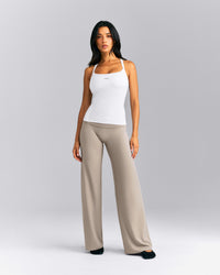 Mellow™ Rib Racer Back Vest with Built in Bra Shelf | White