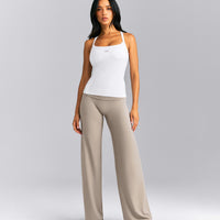 Mellow™ Rib Racer Back Vest with Built in Bra Shelf | White