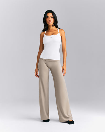 Mellow™ Rib Racer Back Vest with Built in Bra Shelf | White