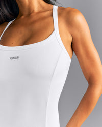 Mellow™ Rib Racer Back Vest with Built in Bra Shelf | White