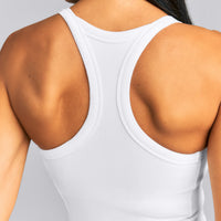 Mellow™ Rib Racer Back Vest with Built in Bra Shelf | White