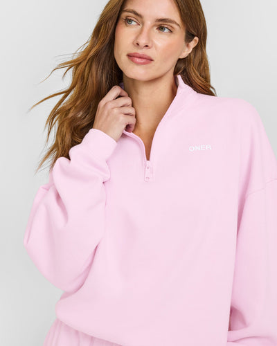 Mid Weight 1/4 Zip Sweatshirt | Chalk Pink