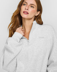 Mid Weight 1/4 Zip Sweatshirt | Light Grey Marl