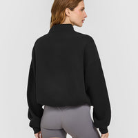 Mid Weight 1/4 Zip Sweatshirt | Soft Black