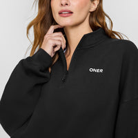 Mid Weight 1/4 Zip Sweatshirt | Soft Black