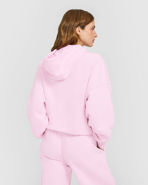 Mid Weight Relaxed Zip Through Hoodie | Chalk Pink