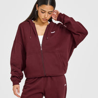 Mid Weight Relaxed Zip Through Hoodie | Rosewood