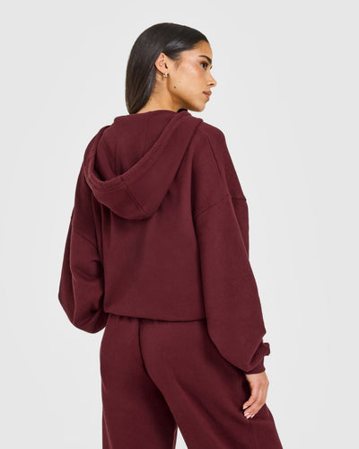 Mid Weight Relaxed Zip Through Hoodie | Rosewood