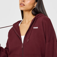 Mid Weight Relaxed Zip Through Hoodie | Rosewood