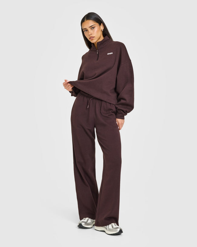 Mid Weight Relaxed Straight Leg Joggers | Plum Brown