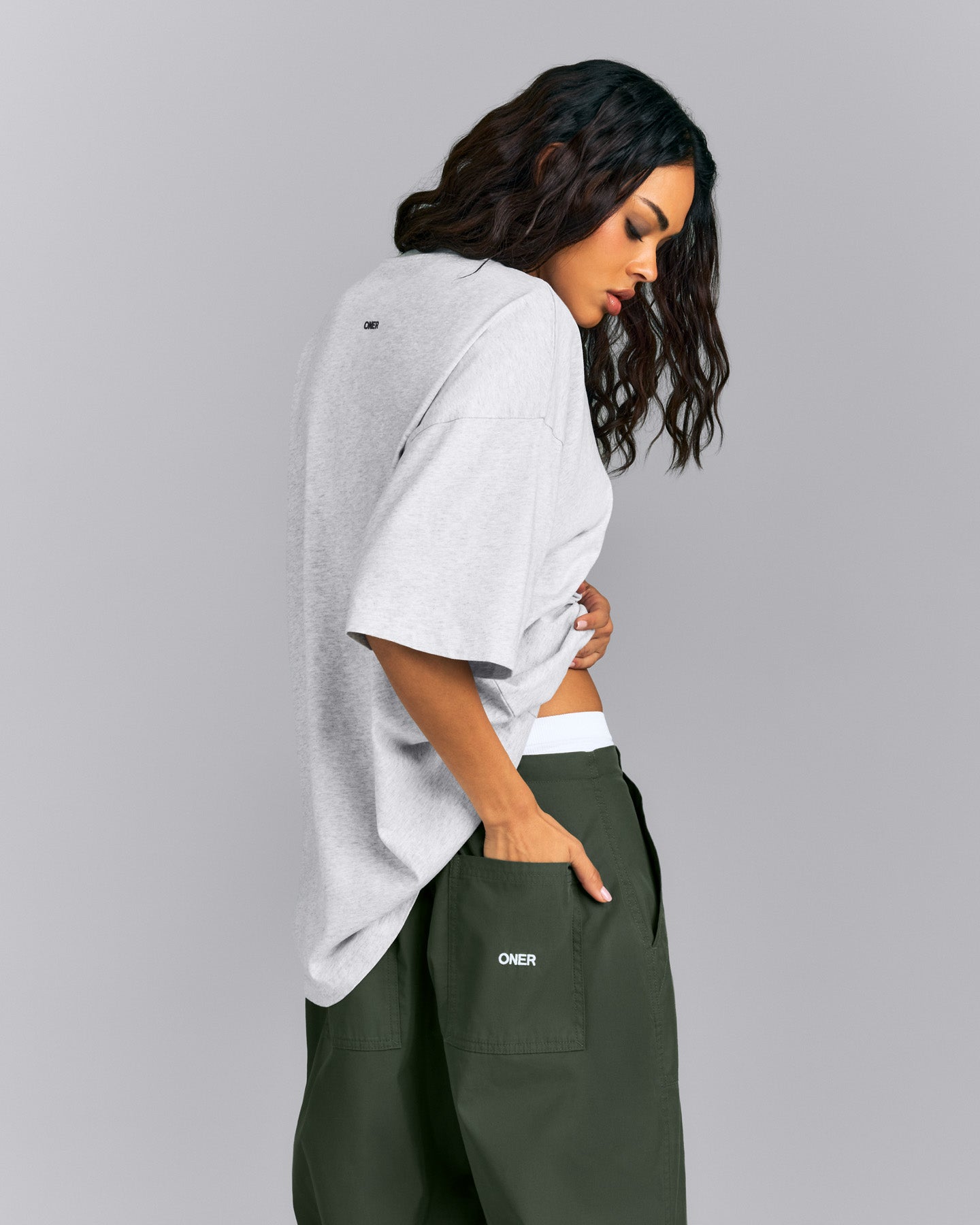 Oversized Cotton Short Sleeve T-Shirt | Light Gray Marl