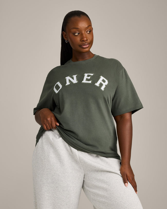 Oversized Oner Girlfriend Washed T-Shirt | Washed Dark Khaki