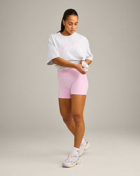 Oversized Oner Girlfriend Washed T-Shirt | Light Grey Marl/Chalk Pink