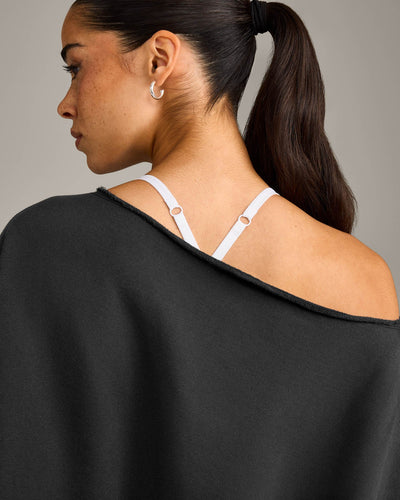 Raw Cut Lounge Off-The-Shoulder Sweatshirt | Washed Black