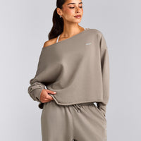 Cotton Vintage Lounge Off-The-Shoulder Sweatshirt | Washed Minky