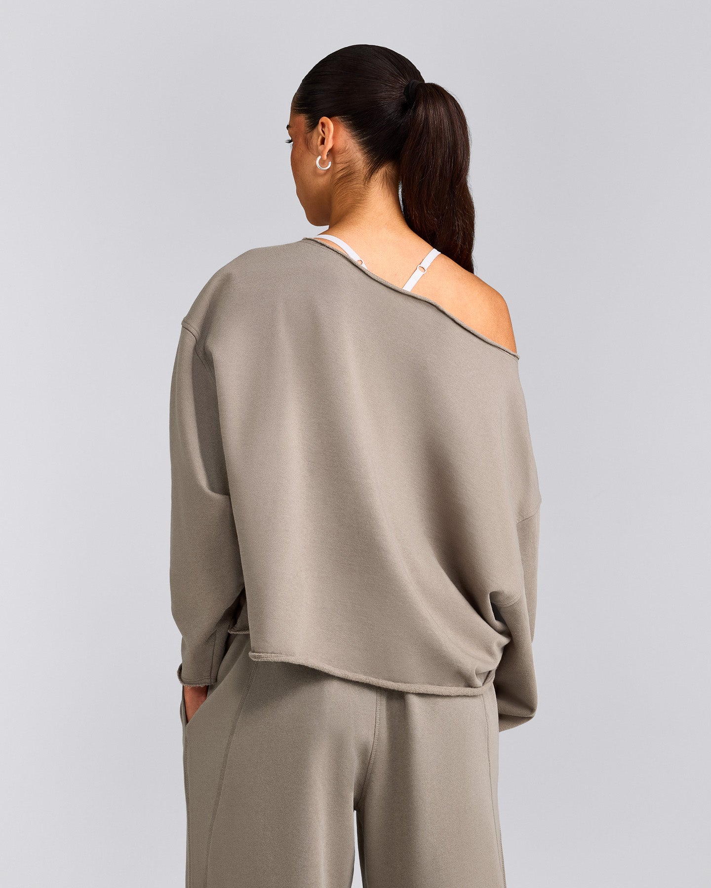 Cotton Vintage Lounge Off-The-Shoulder Sweatshirt | Washed Minky