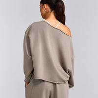 Cotton Vintage Lounge Off-The-Shoulder Sweatshirt | Washed Minky