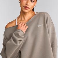 Cotton Vintage Lounge Off-The-Shoulder Sweatshirt | Washed Minky