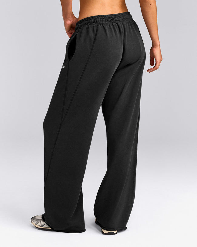 Cotton Vintage Lounge Wide Leg Joggers | Washed Black