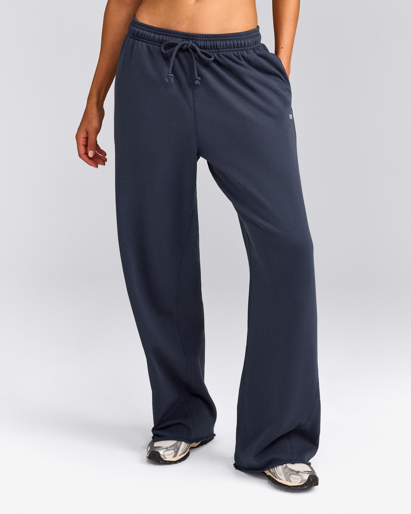 Cotton Vintage Lounge Wide Leg Joggers | Washed True Blue