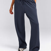 Cotton Vintage Lounge Wide Leg Joggers | Washed True Blue