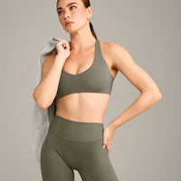 SoftMotion™ Bralette with Grey Logo | Alpine Green