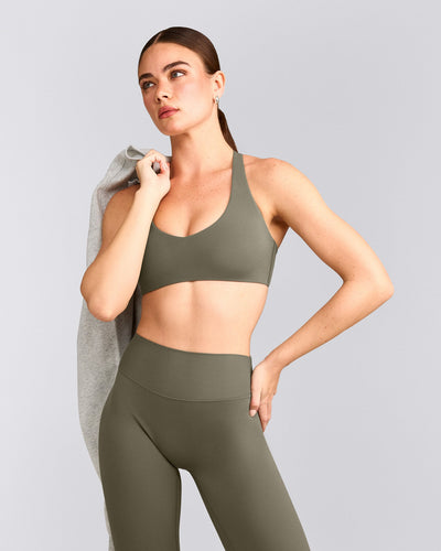 SoftMotion™ Bralette with Grey Logo | Alpine Green