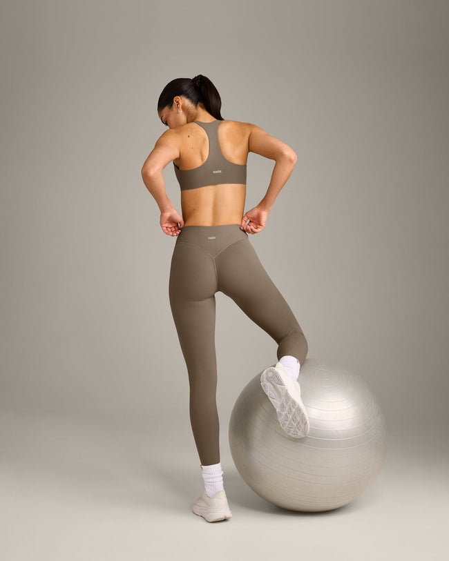 SoftMotion™ Bralette with Grey Logo | Moss Brown