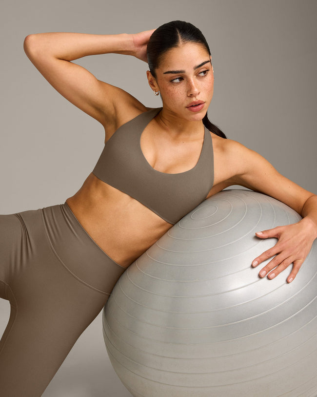 SoftMotion™ Bralette with Grey Logo | Moss Brown