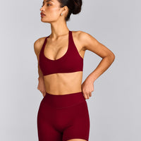 SoftMotion™ Bralette with Gray Logo | Ruby Red