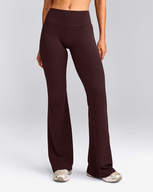 SoftMotion™ Flared Pants with Gray Logo | Plum Brown