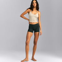 SoftMotion™ Strappy Halter Neck Mid Tank Top with Built in Bra Shelf | Oatmeal