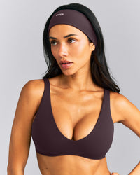 SoftMotion™ Headband with Gray Logo | Dark Umber Brown