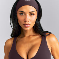 SoftMotion™ Headband with Gray Logo | Dark Umber Brown