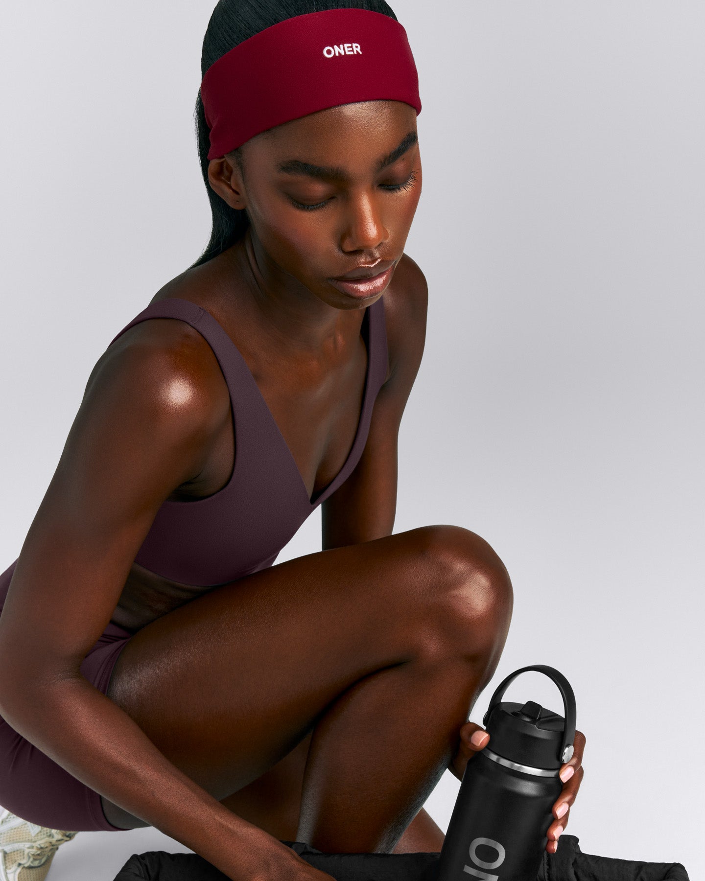 SoftMotion™ Headband with Gray Logo | Ruby Red