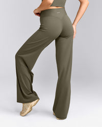 SoftMotion™ Straight Leg Bottoms with Grey Logo | Alpine Green