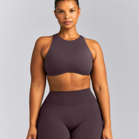 SoftMotion™ High Neck Sports Bra | Dark Umber Brown