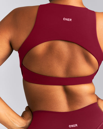 SoftMotion™ High Neck Sports Bra | Ruby Red