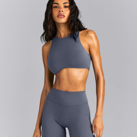 SoftMotion™ High Neck Sports Bra | Granite Blue
