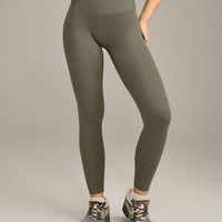 SoftMotion™ High Waisted Leggings with Grey Logo | Alpine Green