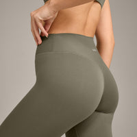 SoftMotion™ High Waisted Leggings with Grey Logo | Alpine Green