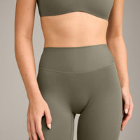 SoftMotion™ High Waisted Leggings with Grey Logo | Alpine Green