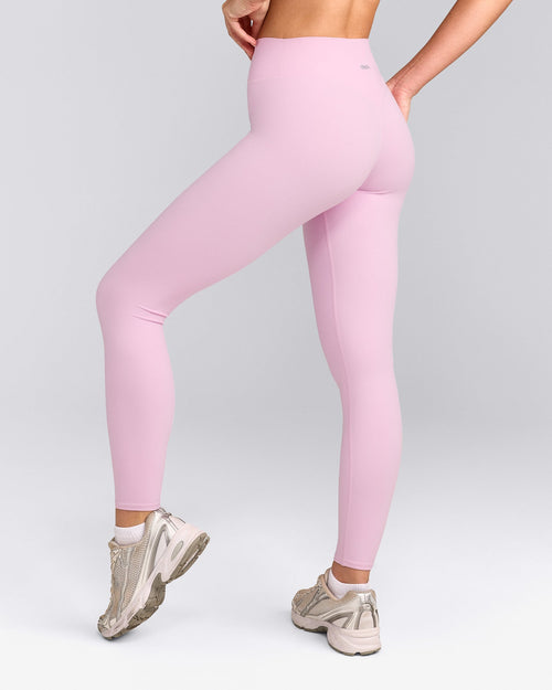 SoftMotion™ High Waisted Leggings with Gray Logo | Chalk Pink