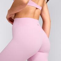 SoftMotion™ High Waisted Leggings with Grey Logo | Chalk Pink