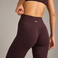 SoftMotion™ High Waisted Leggings with Grey Logo | Plum Brown