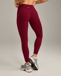 SoftMotion™ High Waisted Leggings with Grey Logo | Ruby Red