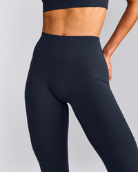 SoftMotion™ High Waisted Leggings with Gray Logo | True Blue
