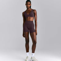 SoftMotion™ High Waisted Shorts 6" New Branding | Dark Umber Brown